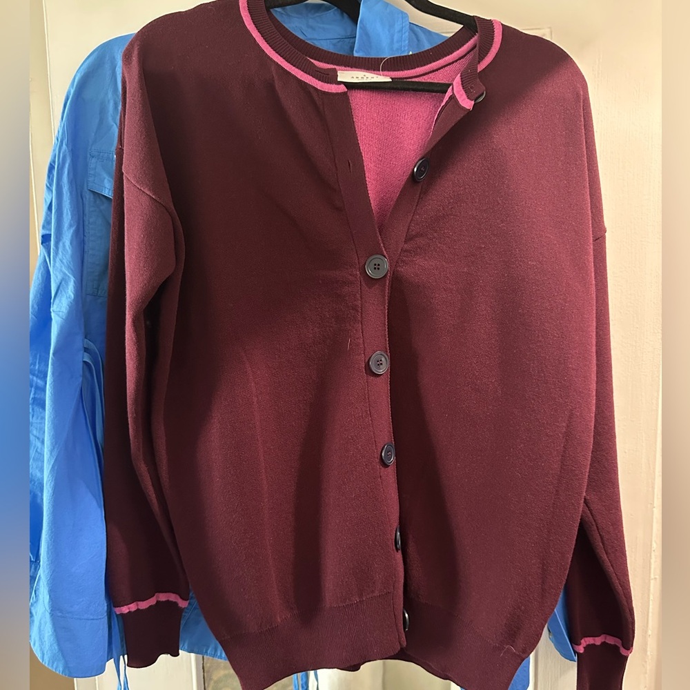 NWT Argent Burgundy and Pink Cardigan Sweater